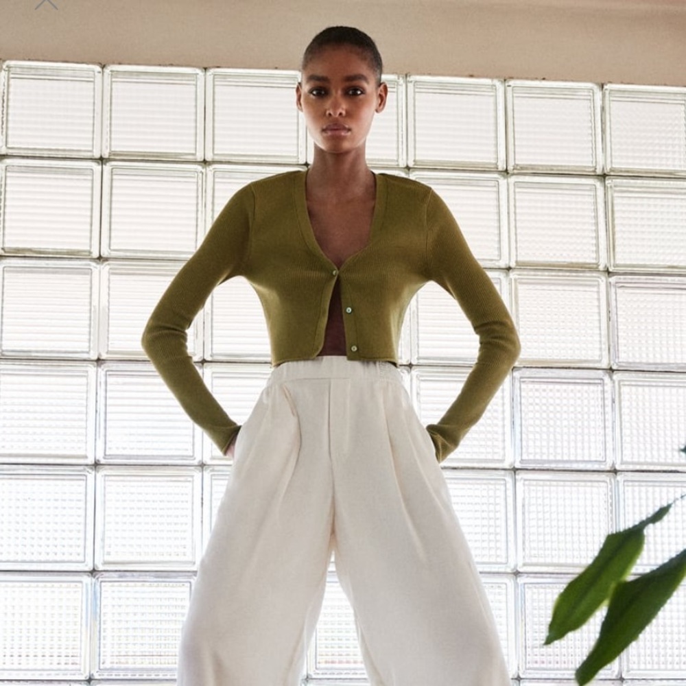 ZARA cropped knit cardigan